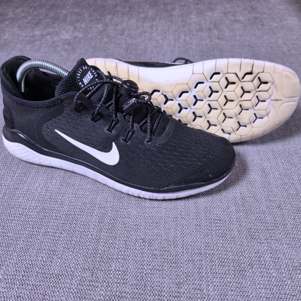 Nike Free 2018 Women 11 Black White 942837-001 Mesh Toggle Lace Running Shoe